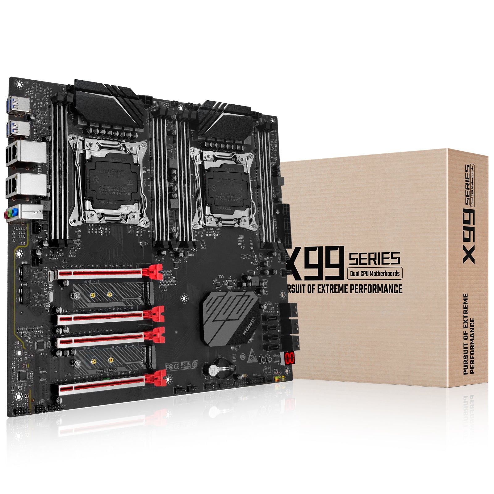 MACHINIST X99 D8 MAX Dual CPU Motherboard for Intel LGA 2011-3 XEON E5 V3/V4 E-ATX