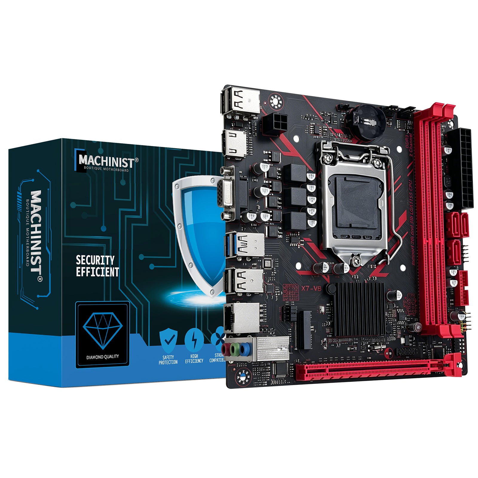 MACHINIST B75 X7 VB Motherboard Compatible with Intel LGA 1155 Core i7 i5 i3 DDR3 Mini ITX