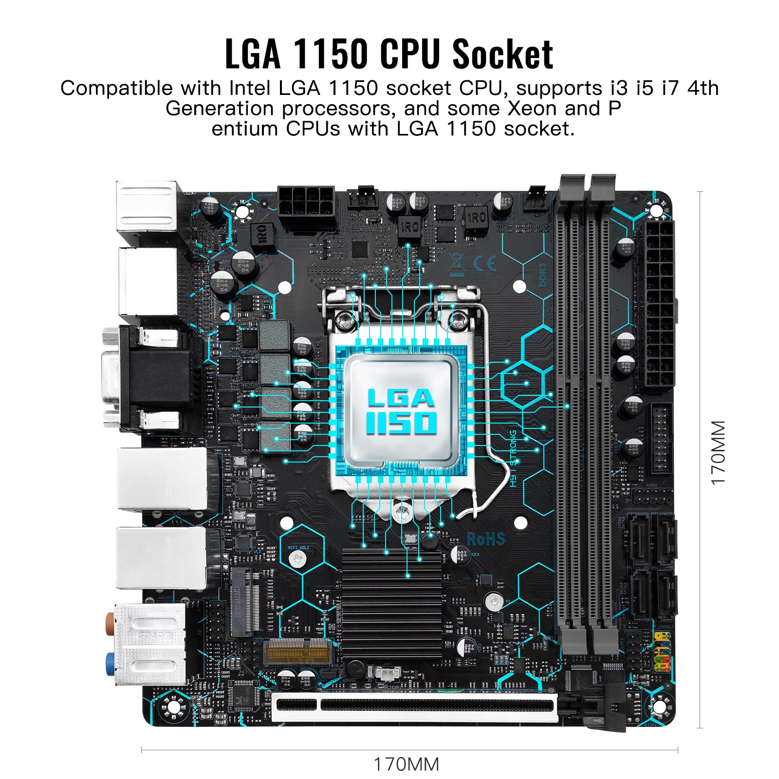 MACHINIST H97 Strong LGA 1150 Motherboard for Intel Core i7/i5/i3/E3 Processor Mini ITX DDR3