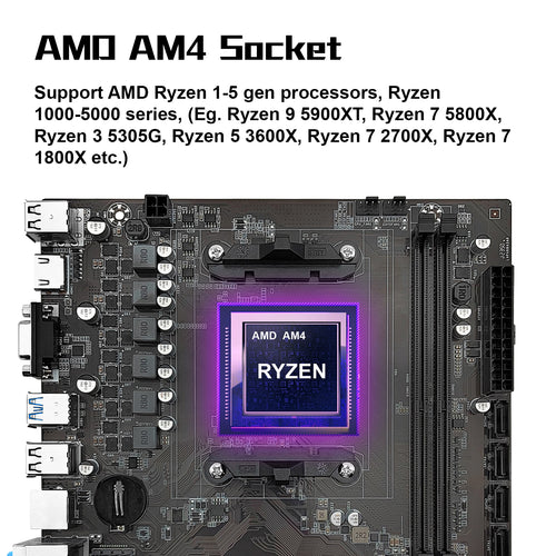 MACHINIST B450 Motherboard for AMD AM4 Socket Ryzen 1-5th gen CPUs DDR4