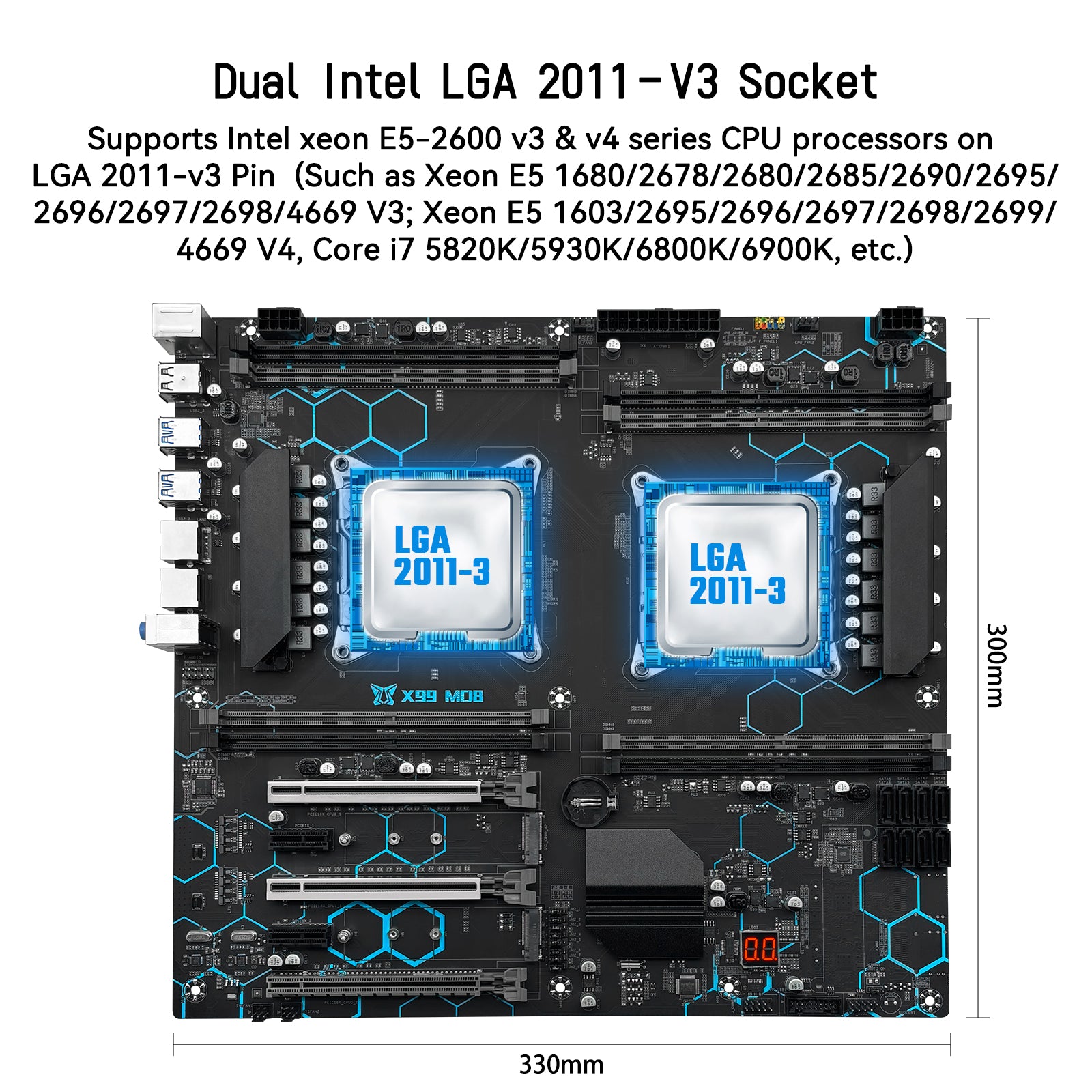 MACHINIST X99 MD8 Dual CPU Motherboard for Intel LGA 2011-3 Xeon E5 v3 v4 DDR4 E-ATX