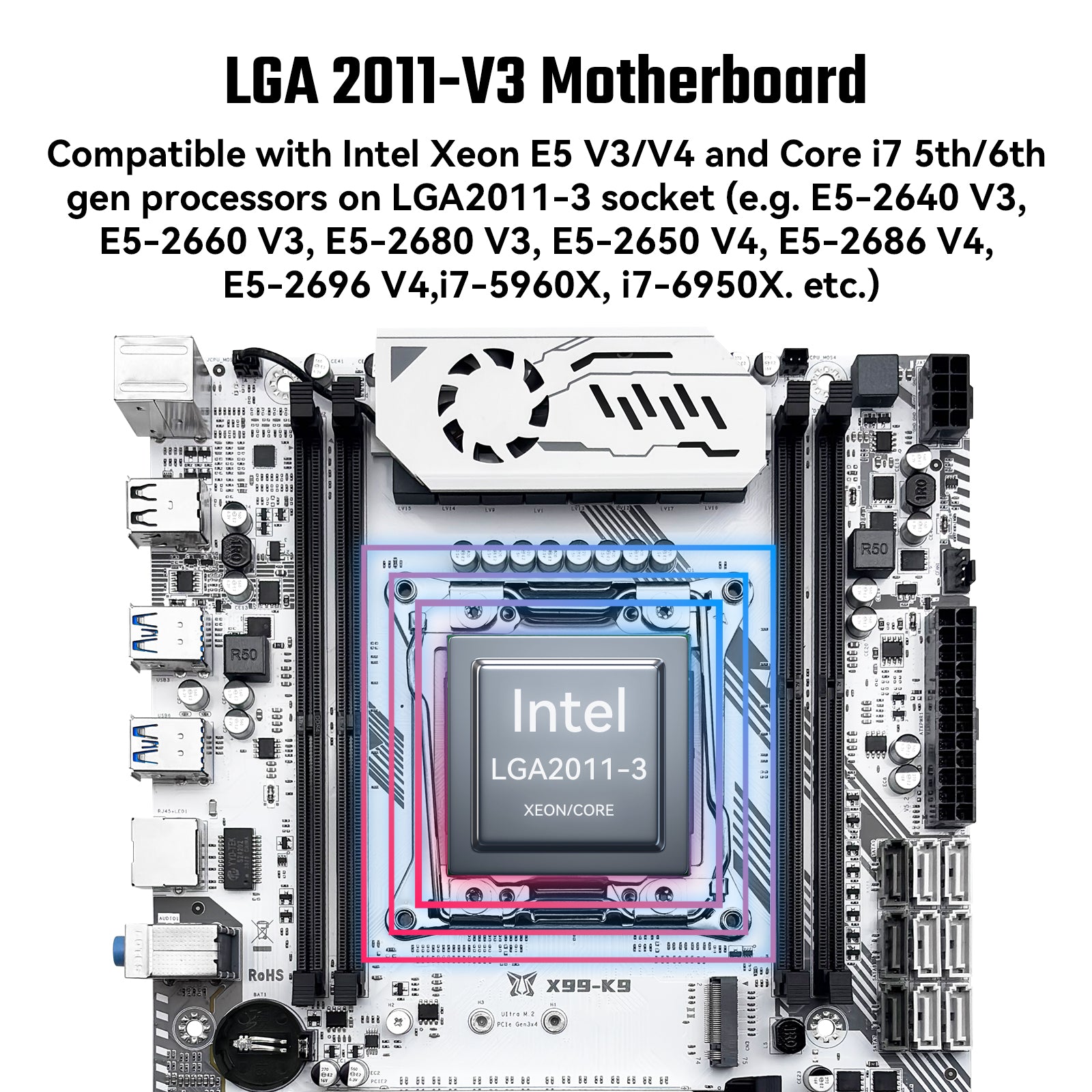 MACHINIST X99 K9 LGA 2011-3 Motherboard for Intel Xeon E5 V3/V4 Core i7 DDR4 M-ATX