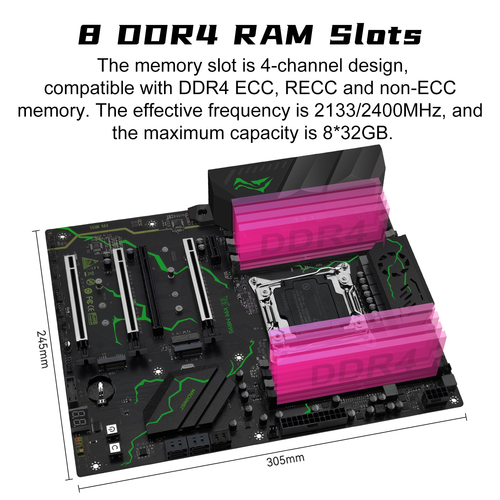 MACHINIST LGA 2011-3 Motherboard X99 MR9S for Intel Xeon E5 V3 V4 Core i7 DDR4 ATX