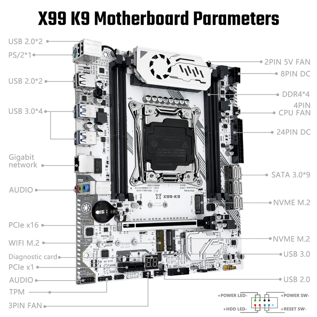 MACHINIST X99 K9 LGA 2011-3 Motherboard for Intel Xeon E5 V3/V4 Core i7 DDR4 M-ATX