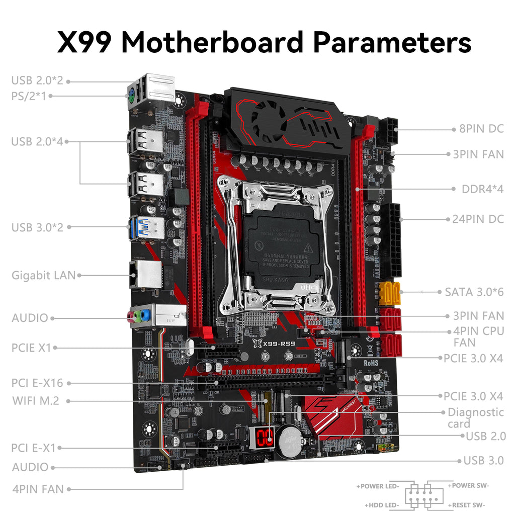MACHINIST X99 RS9 Motherboard LGA 2011-3 for Intel Xeon E5 V3/V4 Core i7 DDR4