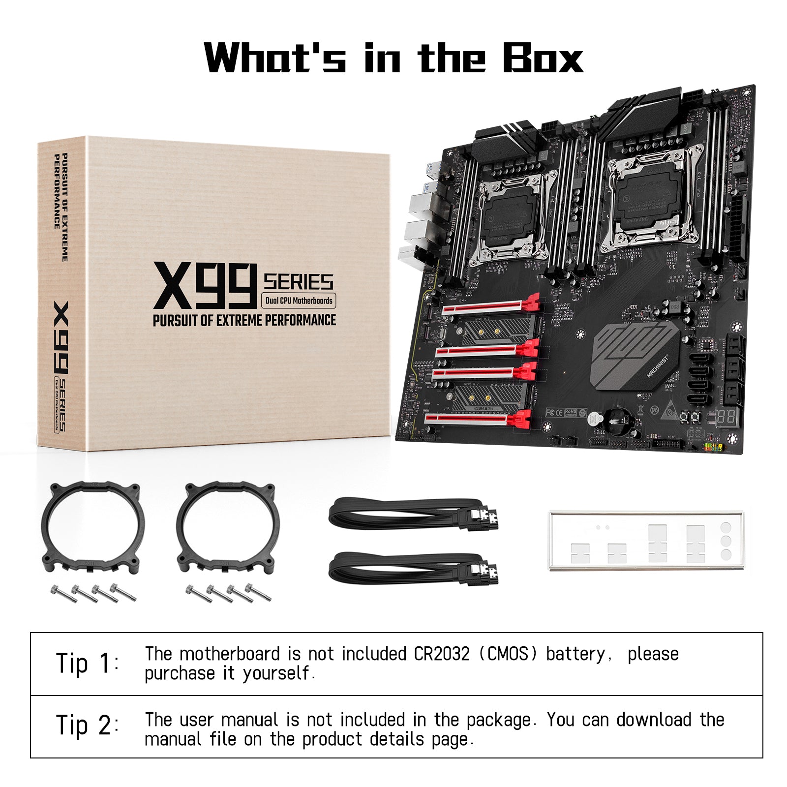 MACHINIST X99 D8 MAX Dual CPU Motherboard for Intel LGA 2011-3 XEON E5 V3/V4 E-ATX