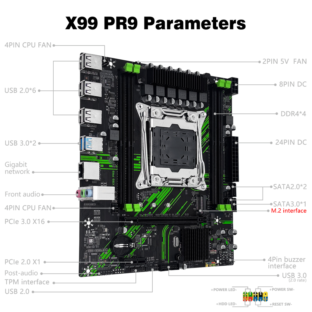 MACHINIST X99 PR9 LGA 2011-3 Motherboard for Intel Xeon E5 V3 V4 and Core i7 DDR4