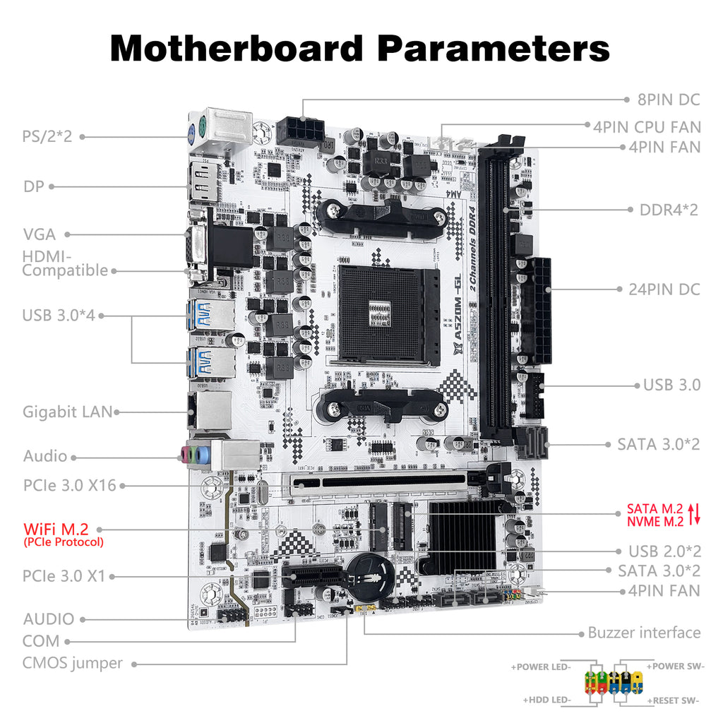 MACHINIST A520M-GL Motherboard AMD AM4 for Ryzen 3-5th gen CPUs DDR4