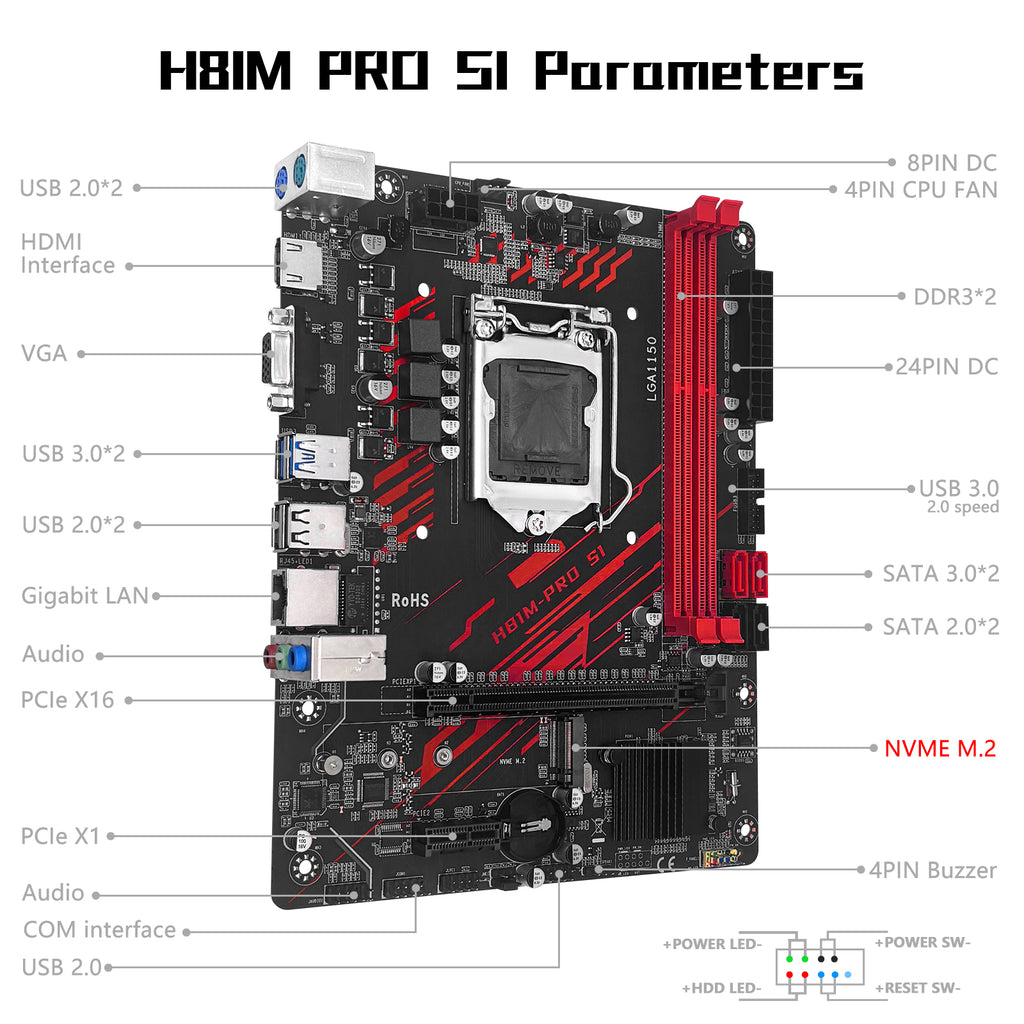 MACHINIST LGA 1150 Motherboard H81M PRO S1 Compatible with Intel Core i3 i5 i7 DDR3