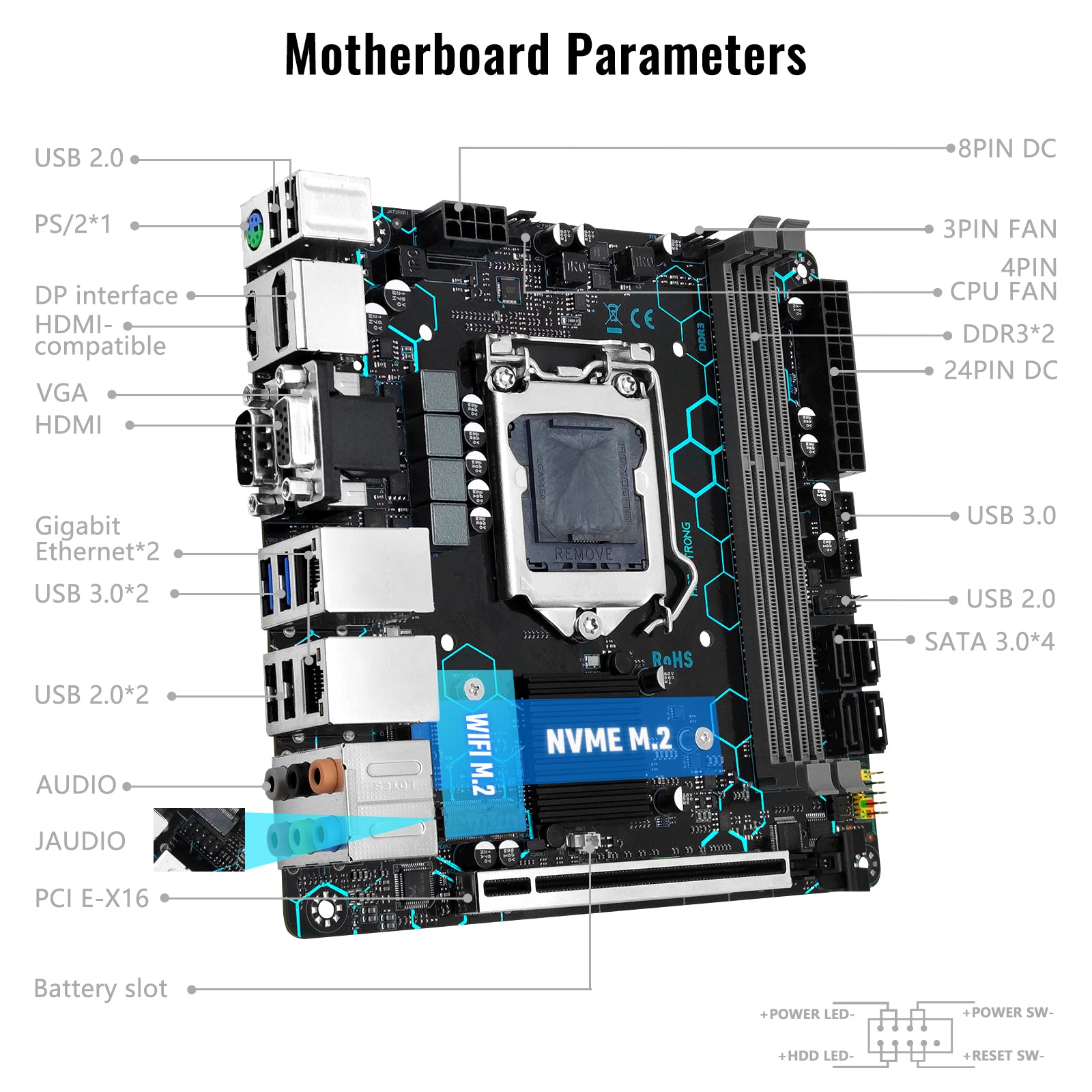 MACHINIST H97 Strong LGA 1150 Motherboard for Intel Core i7/i5/i3/E3 Processor Mini ITX DDR3