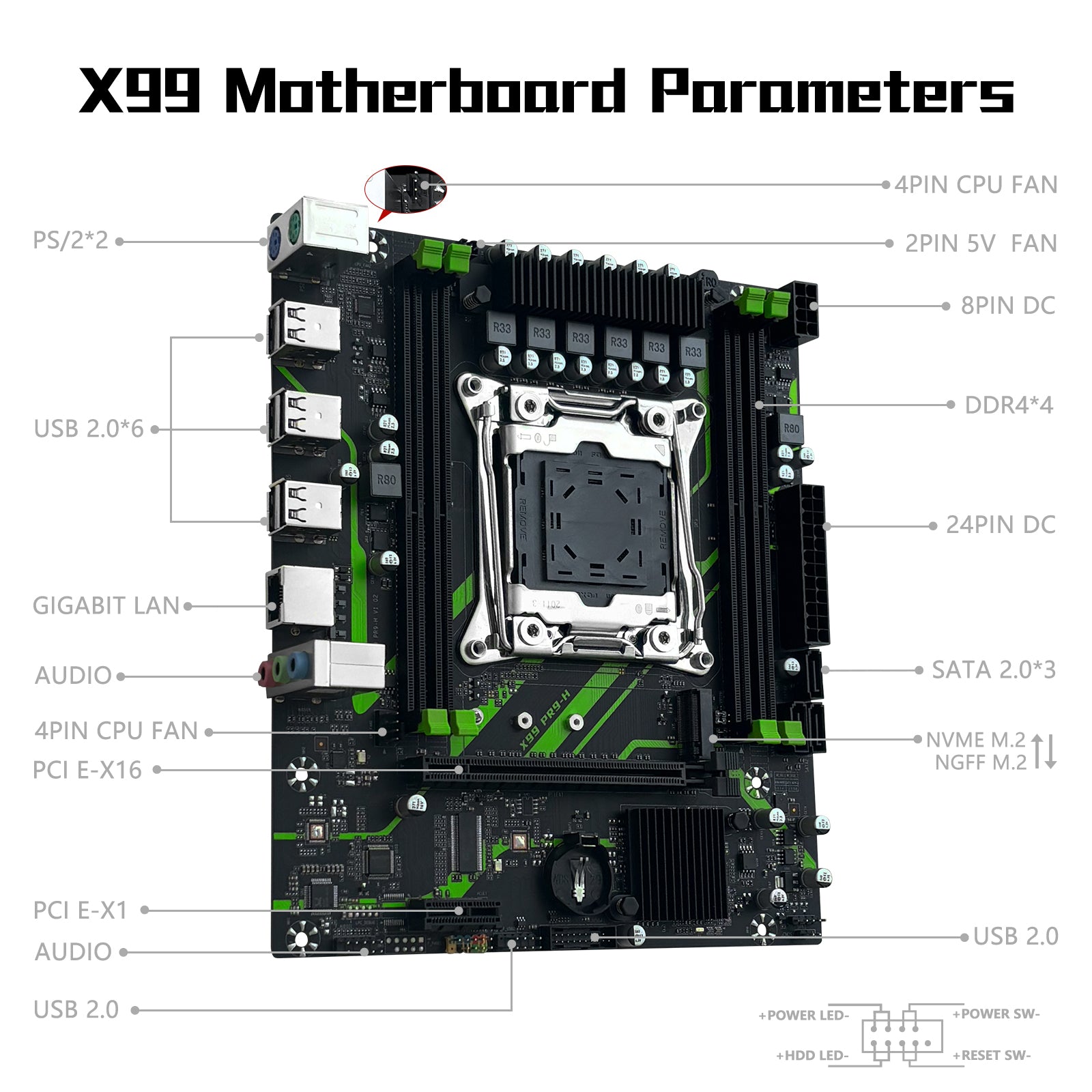MACHINISIT X99 PR9-H LGA 2011-3 Motherboard Micro ATX for Intel Xeon E5 V3 V4 DDR4