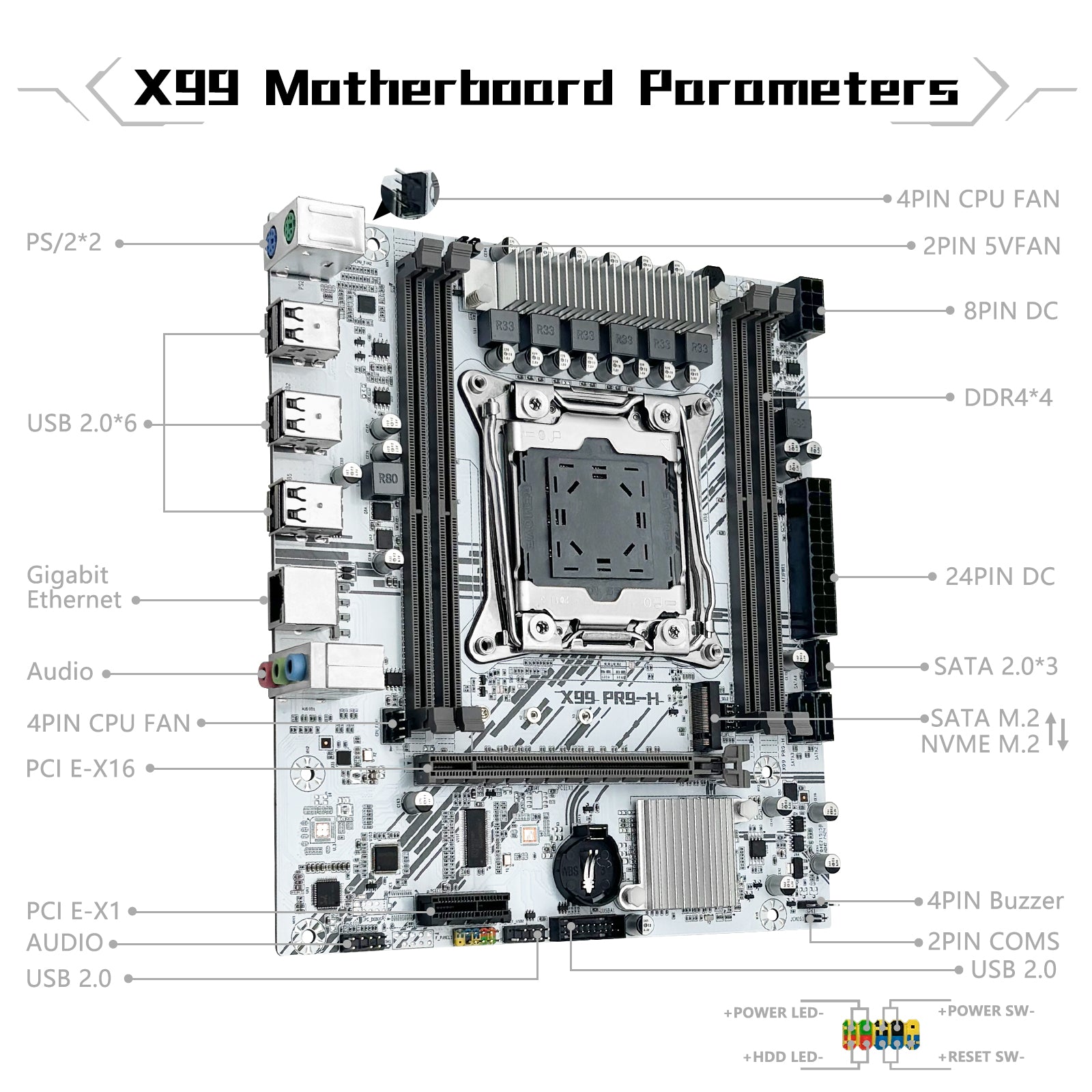 MACHINIST X99 PR9-H1 LGA 2011-3 Motherboard for Intel Xeon E5 V3/V4 Core i7 DDR4 Micro ATX