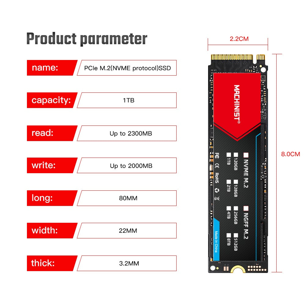 MACHINIST 1TB NVMe M.2 SSD PCIe 3.0 x4 Internal Solid State Hard Drive