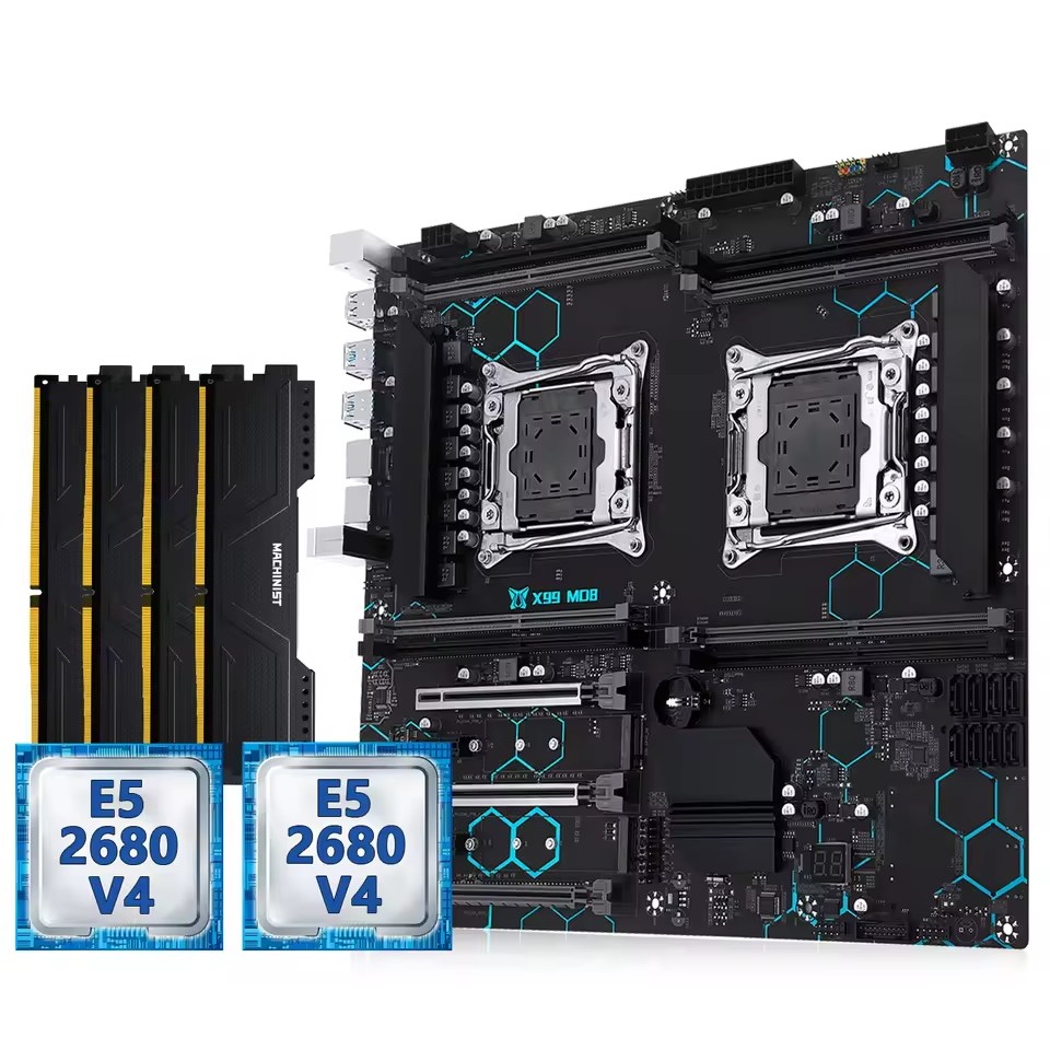 MACHINIST X99 MD8 Dual CPU Motherboard LGA 2011-3 with Intel Xeon E5 2680 V4 DDR4 RAM