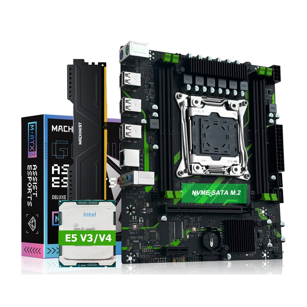 MACHINIST X99 PR9-H Motherboard LGA 2011-3 Socket with Intel Xeon E5 CPU DDR4 M-ATX