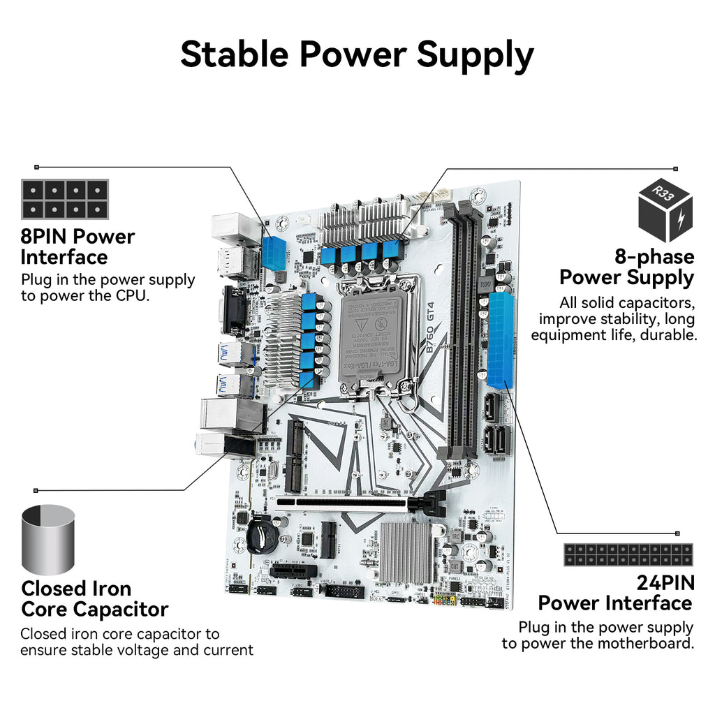 MACHINIST B760 GT4 Motherboard Compatible with Intel 12th/13th LGA 1700 CPUs