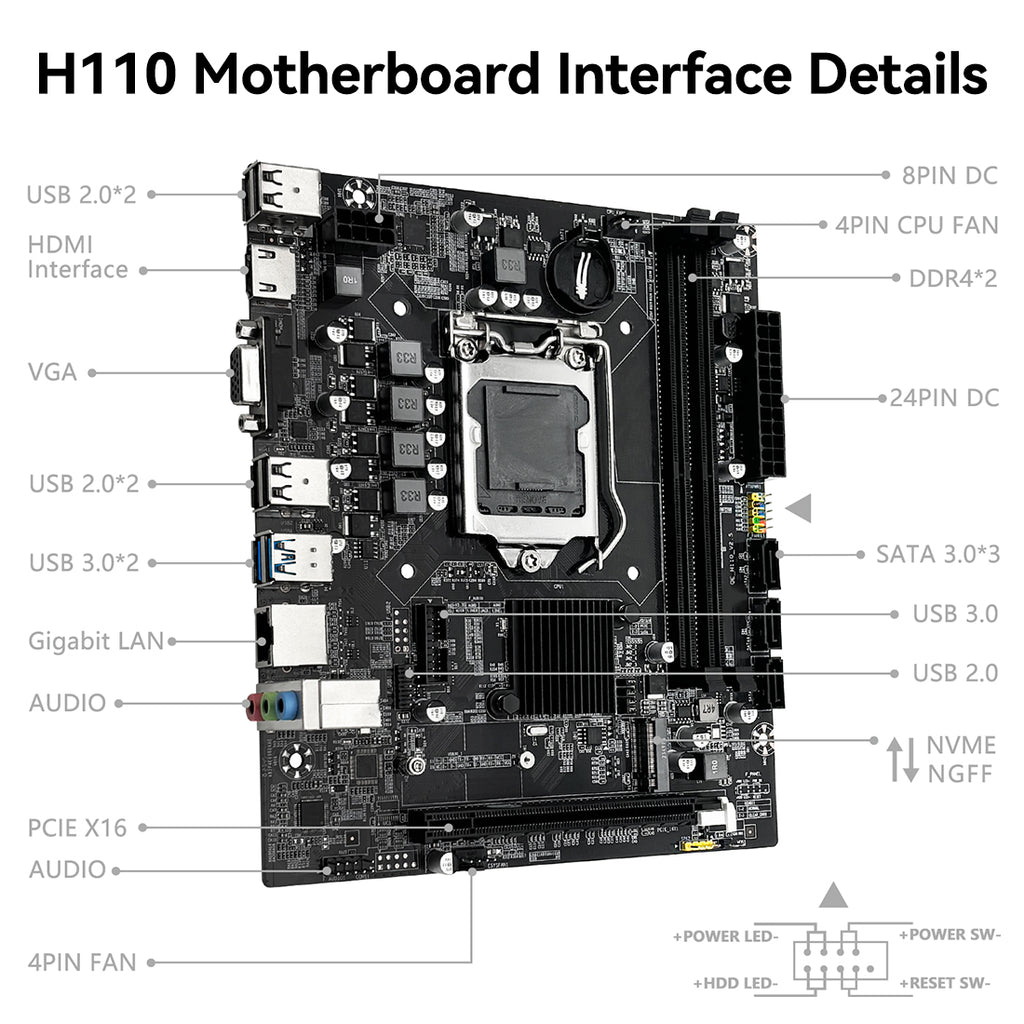 MACHINIST H110 LGA 1151 Motherboard Compatible with Intel Core 6th 7th i3/i5/i7 DDR4