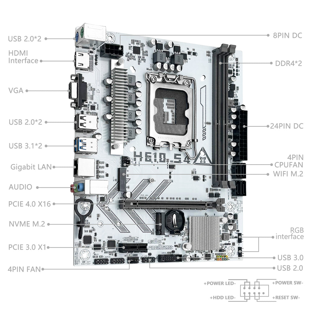 MACHINIST H610 S4 Motherboard Compatible with Intel 12th/13th/14th LGA 1700 CPUs