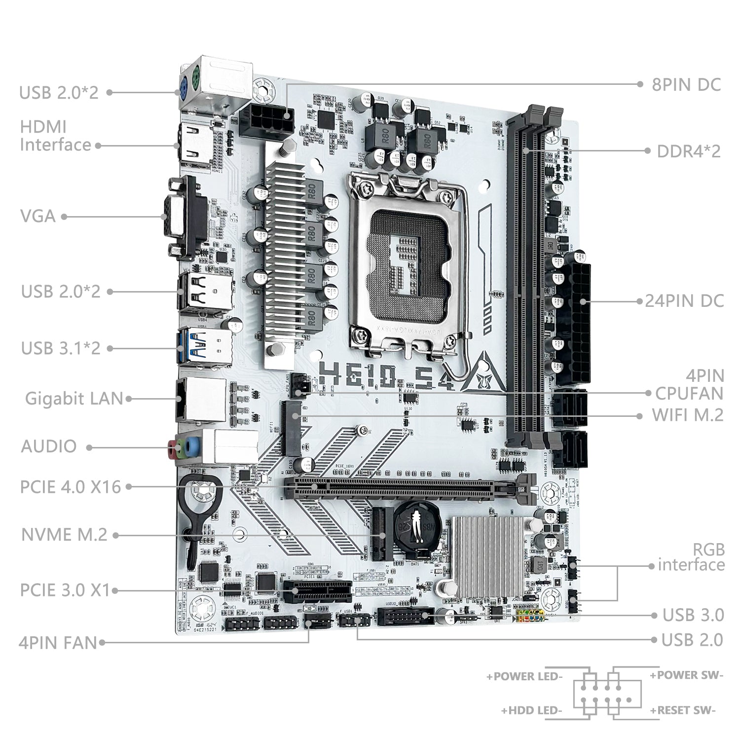 MACHINIST H610 S4 Motherboard Compatible with Intel 12th/13th/14th LGA 1700 CPUs
