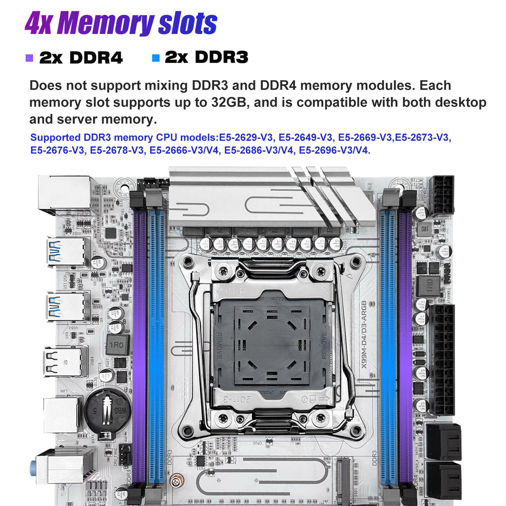MACHINIST X99 D4/D3-AGRB Motherboard for Intel LGA 2011-3 CPUs, with DDR3 and DDR4 Slots